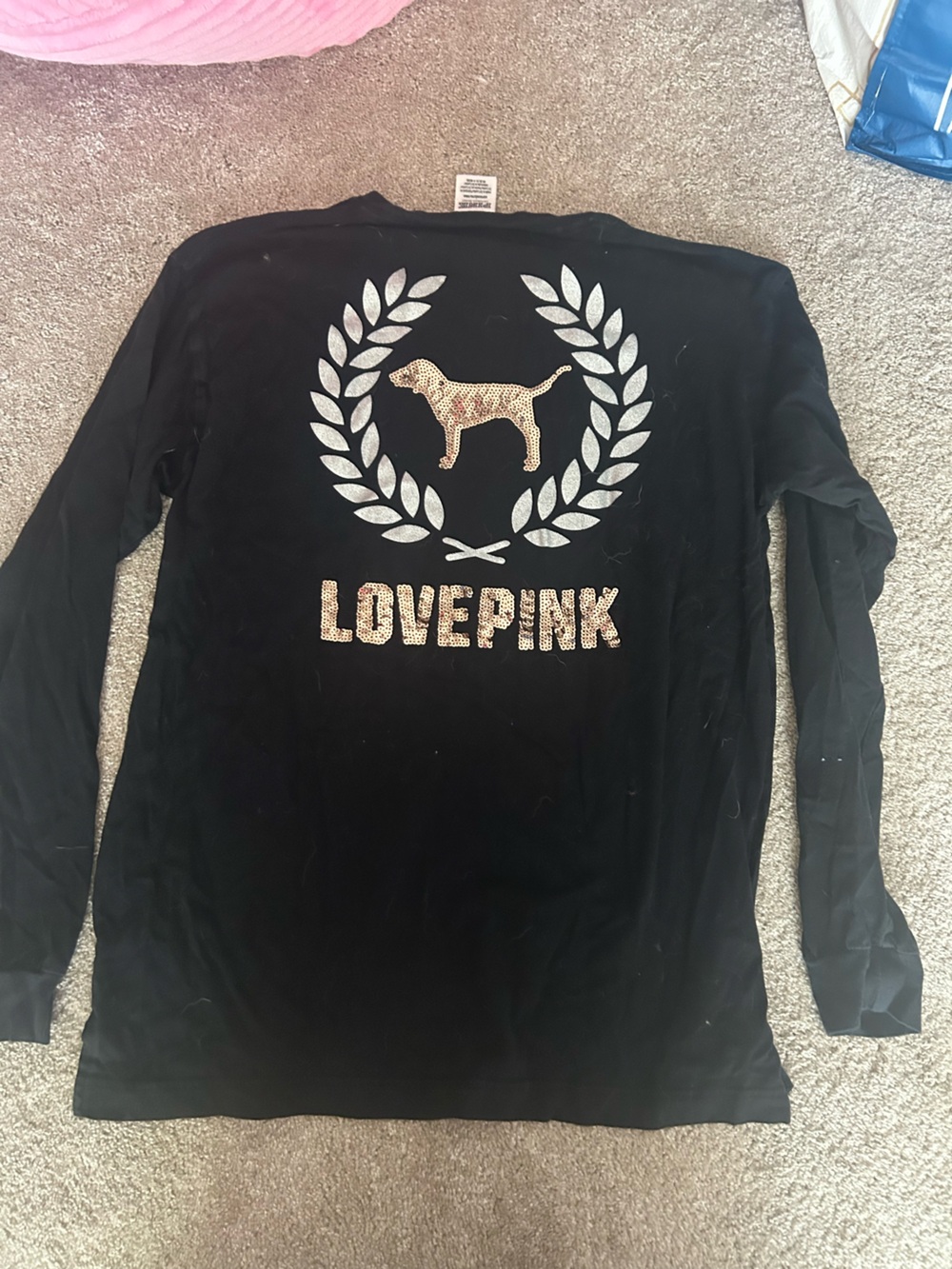 Victoria's Secret Black Tee with Silver Logo